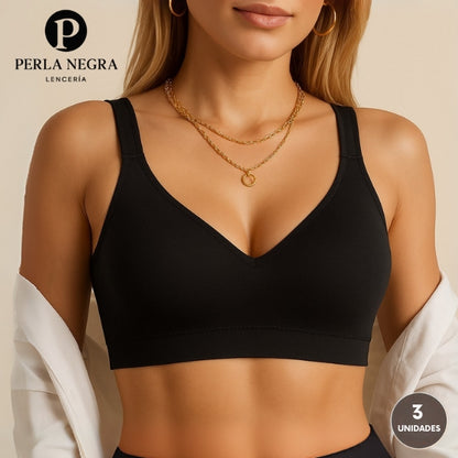 PROMO 3X1 | Corpiño Segunda Piel Reforzado Bretel Ancho + Pack Bombachas de Regalo