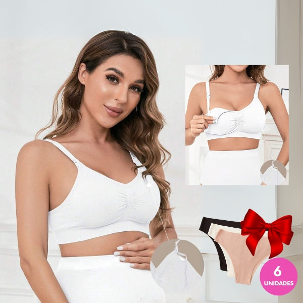 PROMO 3 X 1 | CORPIÑO DE AMAMANTAR + PACK DE BOMBACHAS DE REGALO