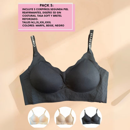 PROMO 3x1 | Corpiño Segunda Piel Reafirmante Antiflacidez + Pack Bombachas de Regalo